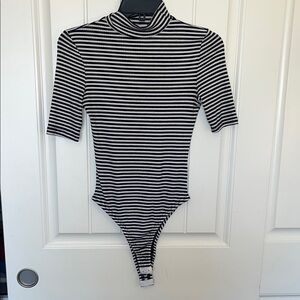 En Creme Black and White Striped Kids Bodysuit